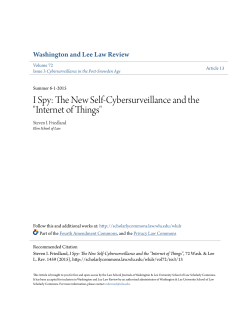 I Spy: The New Self-Cybersurveillance and the "Internet of Things"