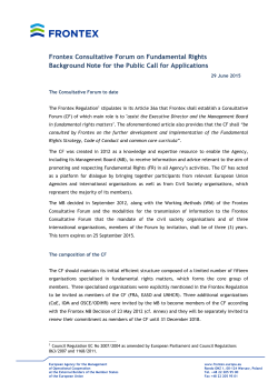 Frontex Consultative Forum on Fundamental Rights Background