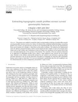 Extracting topographic swath profiles across curved