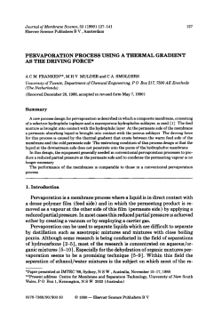 PERVAPORATION PROCESS USING A THERMAL GRADIENT AS