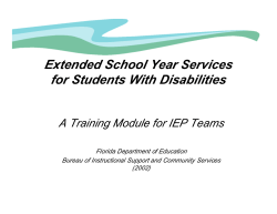 Making the ESY Determination - Florida Department Of Education
