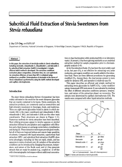 Subcritical Fluid Extraction of Stevia Sweeteners from Stevia