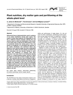 Plant nutrition, dry matter gain and partitioning at