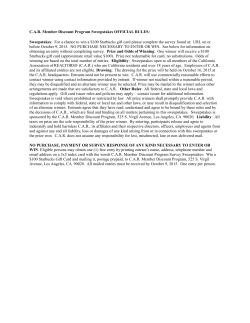 C.A.R. Member Discount Program Sweepstakes OFFICIAL RULES