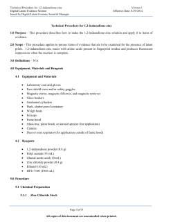 Technical Procedure for 1,2-indanedione-zinc 1.0 Purpose