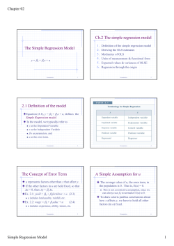 The Simple Regression Model Ch.2 The simple regression model