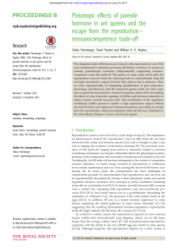 Pleiotropic effects of juvenile hormone in ant queens and the escape