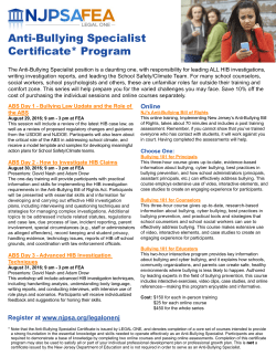 Anti-Bullying Specialist Certificate* Program