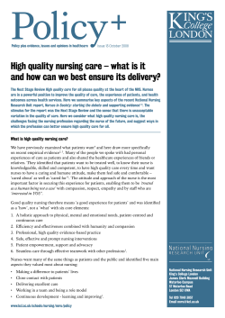High quality nursing care &ndash; what is it and how can we best ensure its