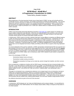 SDTM What? ADaM Who? - Institute for Advanced Analytics