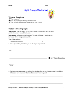 Light Energy Worksheet