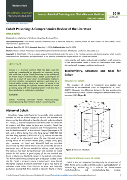 Cobalt Poisoning: A Comprehensive Review of the Literature Abstract