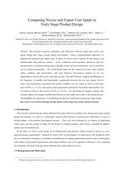 Comparing Novice and Expert User Inputs in Early Stage Product
