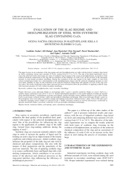 EVALUATION OF THE SLAG REGIME AND DESULPHURIZATION