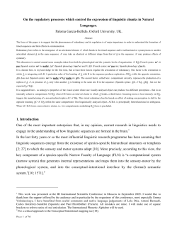 On the regulatory processes which control the expression of