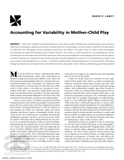 Accounting for Variability in Mother-Child Play