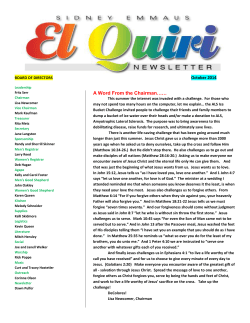 A Word From the Chairman&hellip;&hellip; - Greater Sidney Area Emmaus