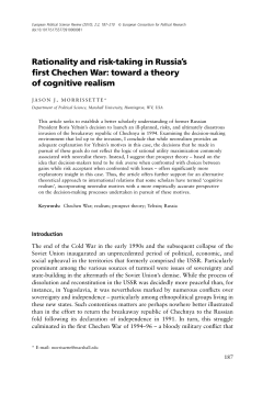 Rationality and risk-taking in Russia`s first Chechen War: toward a