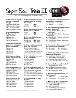 Super Bowl Trivia II - Diva Girl Parties and Stuff