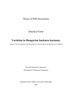 Orsolya Forr&oacute; Variation in Hungarian backness harmony - REAL-PhD