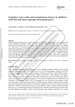 Cognitive state verbs and complement clauses in children with SLI