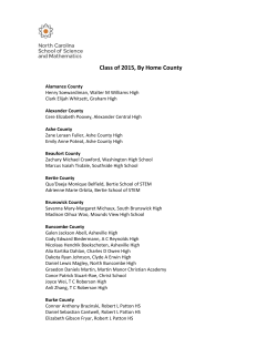 Class of 2015, By Home County - North Carolina School of Science