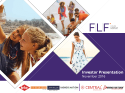 Investor Presentation - Future Lifestyle Fashions