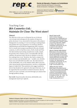 JBA Cosmetics Ltd.: Maintain Or Close The West store?