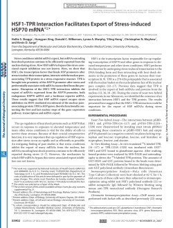 HSF1-TPR Interaction Facilitates Export of Stress