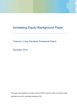 Living Standards Background Note: `Increasing Equity` &ndash; December