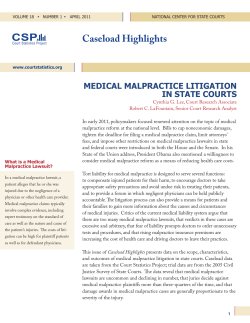 Medical Malpractice Litigation in State Courts