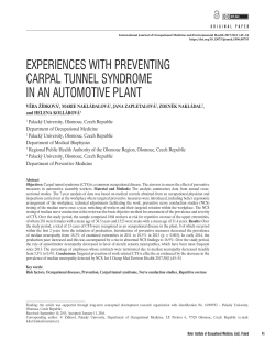 EXPERIENCES WITH PREVENTING CARPAL TUNNEL