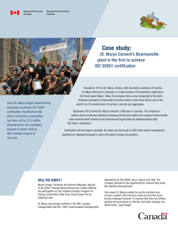 St. Marys Cement`s Bowmanville plant is the first to achieve ISO