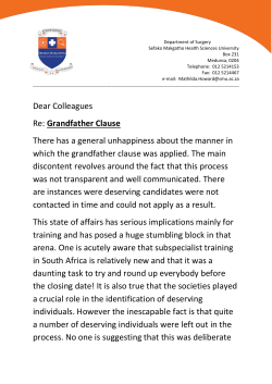 Dear Colleagues Re: Grandfather Clause There has a general