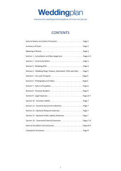 Policy wording - Wedding Plan Insurance