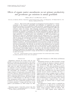 Effects of organic matter amendments on net primary productivity