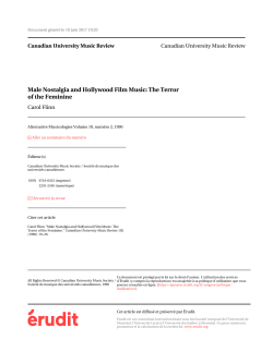Male Nostalgia and Hollywood Film Music: The Terror of the