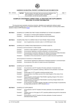 Examples concerning corrections, alterations and