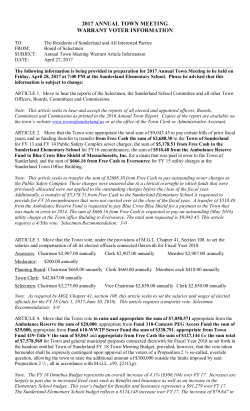Annual Town Meeting Warrant Voter Information