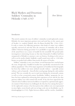 Black Markets and Desertion: Soldiers` Criminality in Helsinki 1748