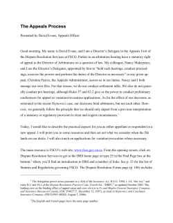 The Appeals Process - Commission des services financiers de l