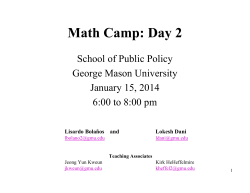 Math Camp: Day 2 - Schar School of Policy and Government