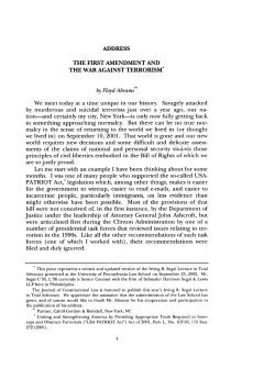 The First Amendment and the War Against Terrorism