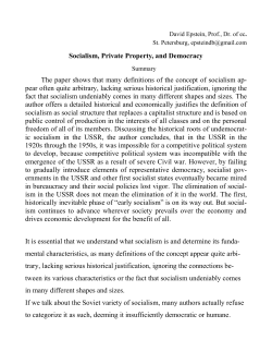 Socialism, Private Property, and Democracy The