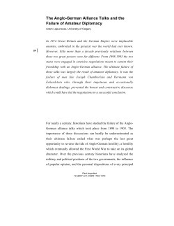 The Anglo-German Alliance Talks and the Failure of Amateur