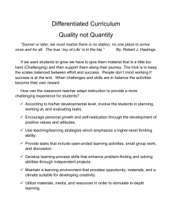 Differentiated Curriculum Quality not Quantity