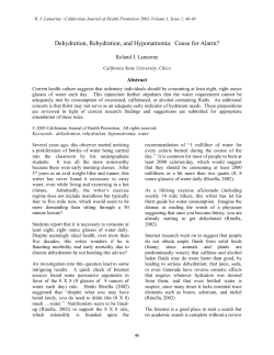 Dehydration, Rehydration, and Hyponatremia: Cause for Alarm?