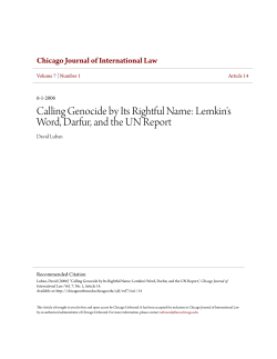 Lemkin`s Word, Darfur, and the UN Report