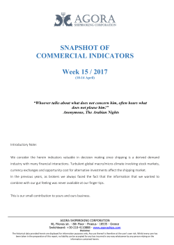 SNAPSHOT OF COMMERCIAL INDICATORS Week 15 / 2017