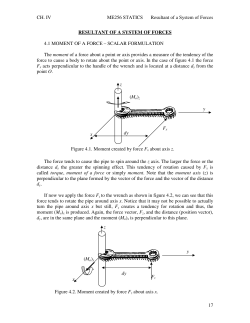 CH. IV ME256 STATICS Resultant of a System of Forces 17
